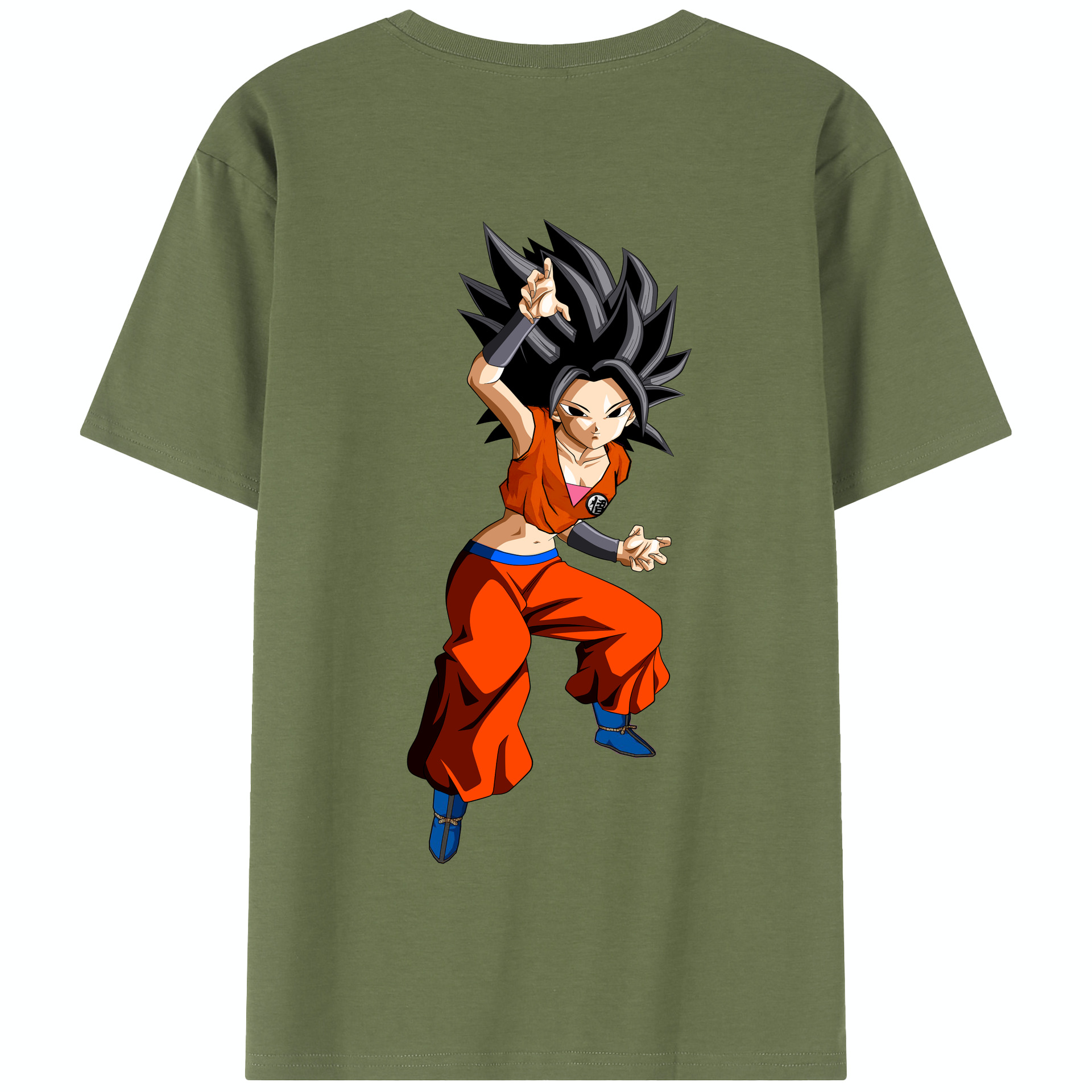 （画像用） ドラゴンボール カリフラ DRAGON BALL Caulifla 綿100％半袖Tシャツ（背面プリント）